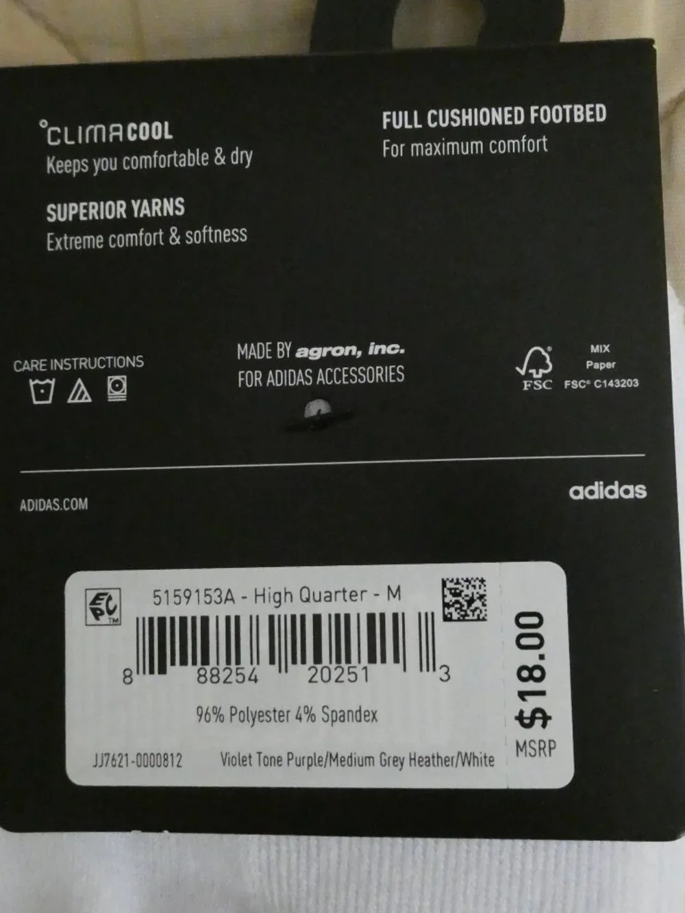 3 pack High Quarter ClimaCool Adidas Women’s Socks Size 5-10 NWT